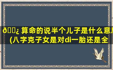 🌿 算命的说半个儿子是什么意思(八字克子女是对di一
胎还是全部)